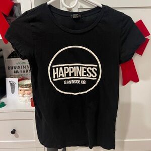 Black Graphic Tee - Happiness Is An Inside Job